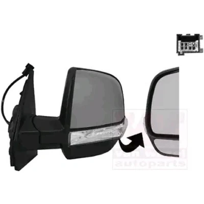 Imagen de espejo retrovisor Van Wezel 1638817 izquierda imprimado completo, convexo, para ajuste elect. espejo, calefactable, con gran angular