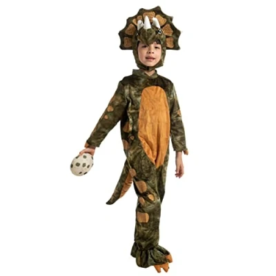 Imagen de Spooktacular Creations Halloween Child Triceratops Disfraz, Brown Unisex Niddler Kids Realistic Dinosaur Jumpsit para Dress Up Party 3t