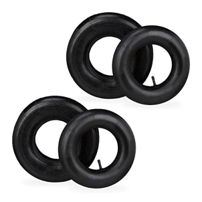Imagen de Relaxdays Rueda Carretilla con Cámara, Set de 2 Recambios, 4.00 6&quot;, Neumáticas, para Carros Mano, hasta 136 kg, Negro, Caucho