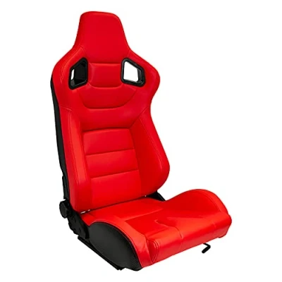 Imagen de AUTO STYLE Asiento Deportivo &#039;RK&#039; Cuero Artificial Rojo Respaldo Ajustable de Doble Cara incl. Correderas