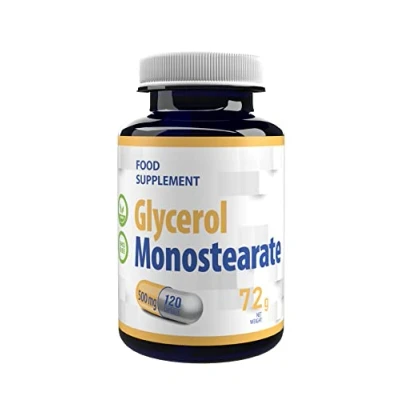 Imagen de Glicerol Monoestearato 500mg 120 cápsulas veganas, probadas en Laboratorio, de alta dosis, sin OGM y gluten