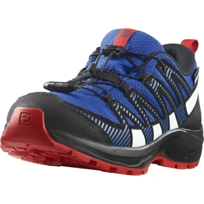 Imagen de Salomon XA PRO V8 CSWP Unisex Zapatillas de senderismo para niños, Talla: 33, Lapis blue/black/fiery red Tela/tejido sintético