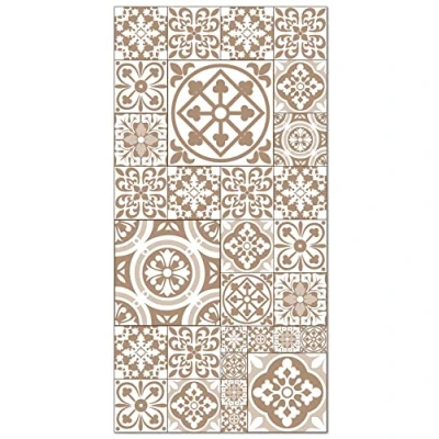 Imagen de Panorama Alfombra Vinílica Hidráulica Talavera Marrón 60x110 cm Cocina Vinilo Salón Antideslizante e Ignífuga Alfombras Grandes PVC