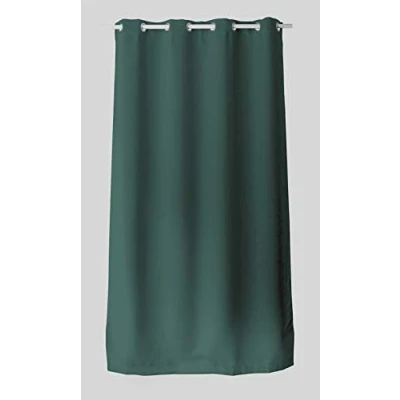 Imagen de ED ENJOY HOME Cortina Decorativa con Ojales Plateados, 140 x 240 cm, Verde Oscuro, 100% poliéster, satén, colección básica