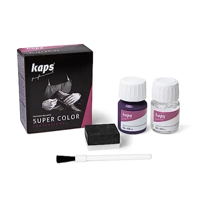 Imagen de Tinte con Imprimación para Zapatos Y Bolsos Textiles de Cuero Natural Sintético, Kaps Super Color And Preparer, 70 Colores (102 lila oscuro)