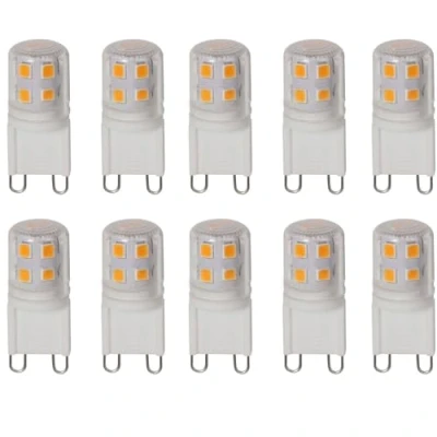 Imagen de WULUN bulbo LED G9 2w blanco cálido 3000k, reemplazo de halógeno 20w 25w, luz no ajustable, base pin g9, ac220 240v, ángulo haz 360 , 10 paquetes
