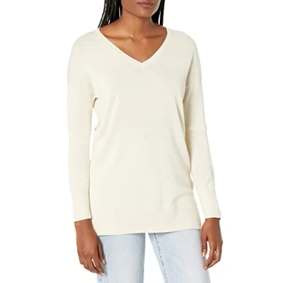 Imagen de Amazon Essentials Jersey Tipo Túnica Ligero de Manga Larga y Cuello en Pico (Disponible Tallas Grandes) Mujer, Avena Mezcla, XXL