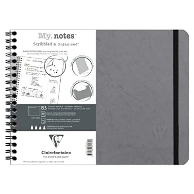 Imagen de Clairefontaine 782435C Age Bag My.Notes cahier reliure intégrale à marge détachable 25x19cm 120p détach. DOT gris