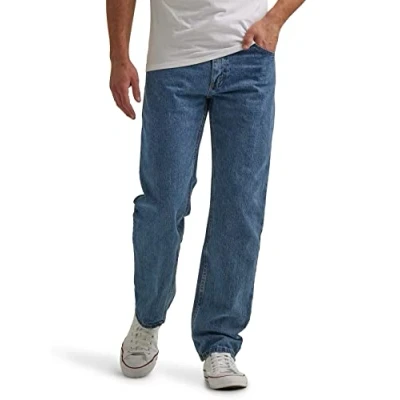Imagen de Wrangler Authentics Vaqueros clásicos de algodón para hombre, cinco bolsillos, corte recto, vintage, azul, gris, 32W x 29L