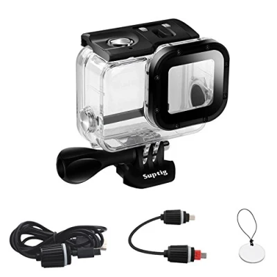 Imagen de Suptig Funda protectora impermeable de repuesto compatible con GoPro Hero 7 Black 5 6 para uso carga subacuática, resistente al agua hasta 50 m