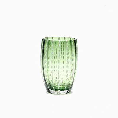Imagen de Zafferano Perle Vaso Tumbler Hecho a Mano de Vidrio Color Transparente, cl 32 h 109mm d 71mm, Juego 6 Piezas Verde Inglés