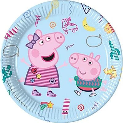 Imagen de Procos 93436 platos de fiesta Peppa Pig, tamaño 23 cm, 8 unidades, desechables papel, cumpleaños infantiles, vajilla fiesta, FSC® Mix