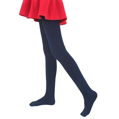 Imagen de LOLANTA Pantalones de invierno para niñas Leggings cálidos Medias opacas vellón grueso, Azul oscuro, L (9 11 años)