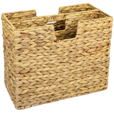 Imagen de HMF Revistero trenzado de jacinto agua, 2 compartimentos, 40 x 20 33 cm