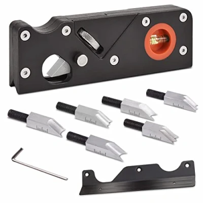 Imagen de Aplanadora de chaflán para carpintería, herramienta aplanamiento esquina, cepilladoras esquina madera, cepilladora biselado manual recorte bordes madera (w/7cutters)