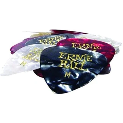 Imagen de Ernie Ball P09166 Púas para guitarra, celulosa, grosor medio, bolsa de 24, diseño perlado, colores variados