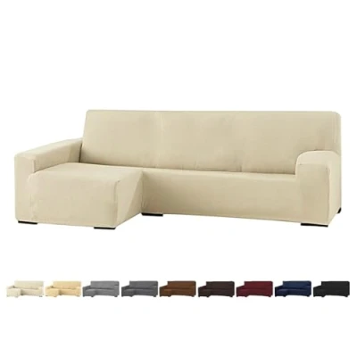 Imagen de GFD Funda de Sofá Chaise Long, Protectora Longue L Tela Elástica Ajustable, Resistente Perros Gatos Mascotas (Beige, Izquierda)