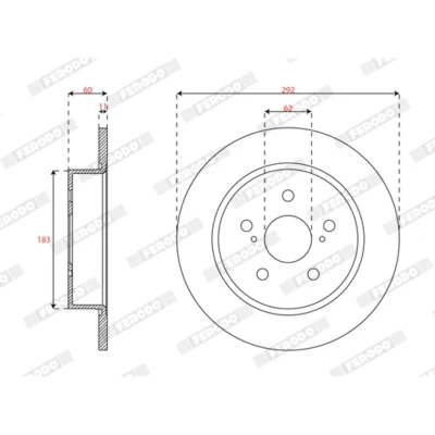 Imagen de FERODO DDF3112C Disco de freno 292 11 5 14.6 ventilado revestido sin tornillos TOYOTA: C HR