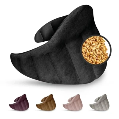 Imagen de Leschi XXL Bolsa Semillas Microondas 60x28cm, 100% Algodón y Trigo Orgánicos, Saco de 11 Compartimentos, Negro, Térmico para ideal Cervical Espalda