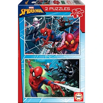 Imagen de Educa Spider Man 2 Puzzles de cartón con 100 Piezas, diversión por Partida Doble, Medida aproximada del Puzzle: 40 x 28 cm. A Partir 6 años (18101)
