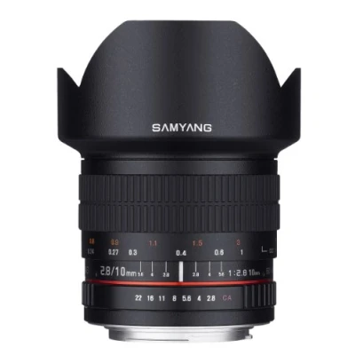 Imagen de Samyang Lente Ultra Gran Angular F2.8 ED AS NCS CS de 10 mm para cámaras réflex Digitales Nikon con Chip Ae medición automática (SY10MAF N), Color Negro