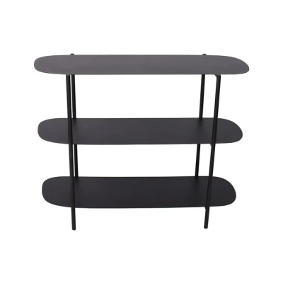 Imagen de [en.casa] Mueble Entrada Estantería Independiente Mesa Consola con 2 Estantes para Sala de Estar Recibidor Despacho Estable Resistente Acero 70 x 90 32 cm Negro Mate