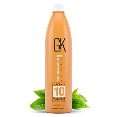 Imagen de Global Keratin GK Hair Professional Creme 10 Volume Developer 1000ml for Coloring Bleach High Performance Long Lasting Semi Permanent Color Toner Dye (VOLUME 10(1000ml))