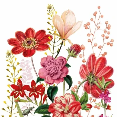 Imagen de Servilletas de papel con diseño flores rojas en prado verano (20 unidades, 33 x cm)