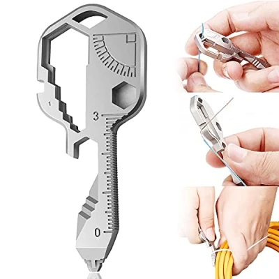 Imagen de Llave Multifunción de Acero Inoxidable 24 en 1 Abridor Botellas Mini Herramienta Portátil Para Exteriores, Aventura Al Aire Libre, Etc(Plata)