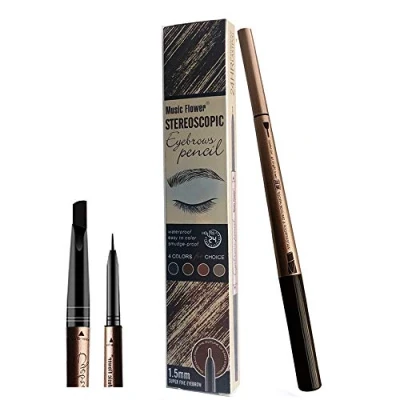 Imagen de New Era lápiz para tatuaje de cejas ojos, maquillaje con 24 horas, resistente al agua, larga duración (Negro)