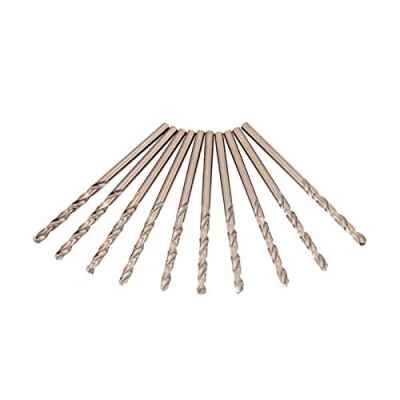 Imagen de Juego de 10 brocas helicoidales acero cobalto M35 alta velocidad (HSS) 1 a 5 mm para taladrar en inoxidable