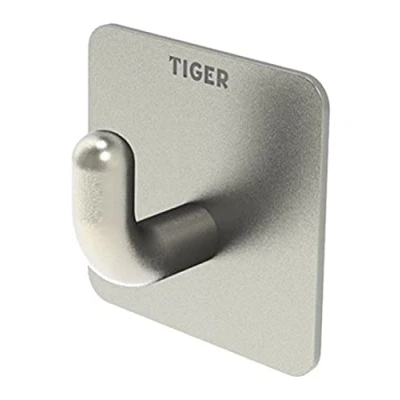 Imagen de Tiger Gancho Pinky para Ropa y Toallas, Fijación Adhesiva, 2.6 x 4 cm, Acero Inoxidable Cepillado