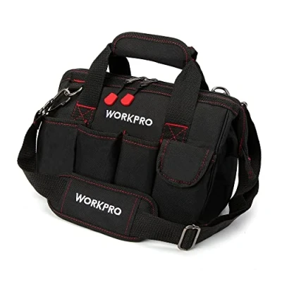Imagen de WORKPRO Bolsa de Herramientas 30 x 18 20 cm, Transportse Universal, 7 Bolsillos Exteriores, Amplia Apertura Cremallera, Correa Hombro Ajustable, para Almacenamiento