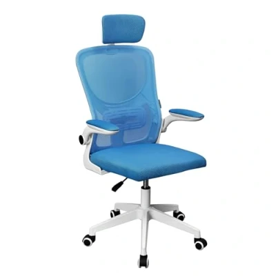 Imagen de MARSGAMING MGC ERGOPLUS, Silla Ergonómica Profesional, Soporte Lumbar Dinámico Adaptable, Malla Transpirable, Altura Regulable Entre 115 125cm, Reposabrazos Plegables, Reposacabezas Ajustable, Azul