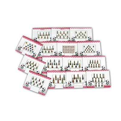 Imagen de KULIA®6 paquetes de pegatinas multicolores para tatuajes Bindi tikka fiesta Bollywood adhesivos mujer frente joyería moda indio étnico cristal joyas