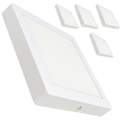 Imagen de LED ATOMANT Pack 5x Plafon Superficie Cuadrado, 225x225mm, 20W, Color Blanco Frio (6500K), 1800 lumenes, Driver incluido