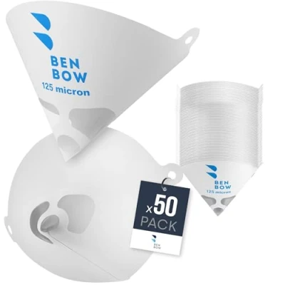 Imagen de BenBow Filtro de Pintura 125µ x 50 Unidades Papel desechable con Malla Nylon para filtrar Pinturas y Barnices impurezas