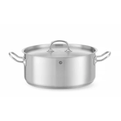 Imagen de HENDI Olla de cocina, baja, con tapa orificios salida vapor, fondo inducción continuo, apta para todas las fuentes calor y el lavavajillas, 7.3L, ø280x(H)120mm, acero inoxidable