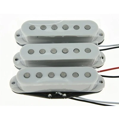 Imagen de KAISH Juego de 3 pastillas blancas Alnico 5 N/M/B bobina única ST Strat SSS para guitarra