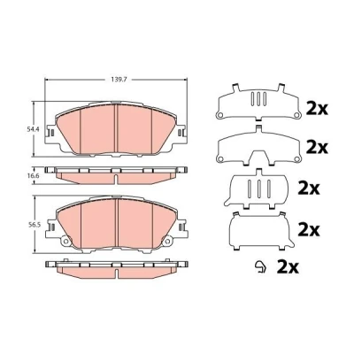Imagen de TRW GDB2394 Juego de pastillas freno no preparado para indicador desgaste con accesorios TOYOTA: Corolla XII Familiar, Berlina