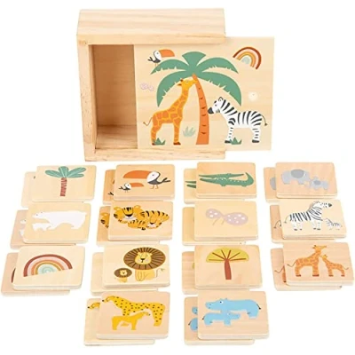 Imagen de 11696 Memo Safari, small foot, Madera con Motivos Animales en Colores de Moda, 28 memócratas, a Partir 3 años.
