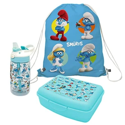 Imagen de NERTHUS FIH 1073 Set Mochila + Botella Tritan Lunchbox Pitufos