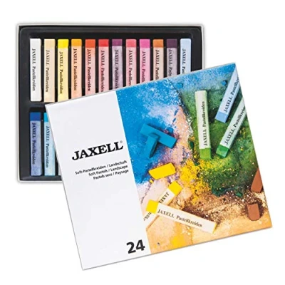 Imagen de Honsell Jaxell 47645 Juego de 24 tizas pastel suaves, paisaje, colores ricos, para trabajos superficiales y precisos, artistas, aficionados, escuela, clases arte, formación