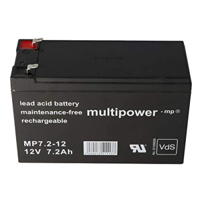 Imagen de Multipower MP7.2 12 PB Batería de plomo y fibra (12 V, 7,2 Ah, 7200 mAh, tecnología AGM, autorización VDS)