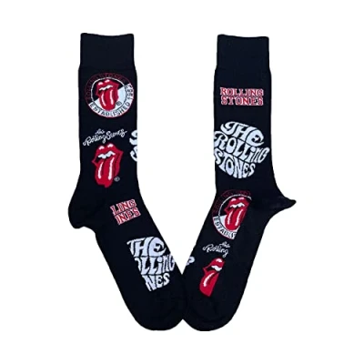 Imagen de Rolling Stones Calcetines Band Logos Nuevo Oficial De Los Hombres Negro (Uk Size