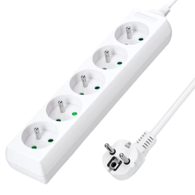 Imagen de Aigostar Regleta alargador de 5 enchufes 16A 2P + E con cable 3 metros e. Color Blanco