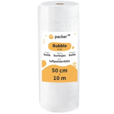 Imagen de packer PRO Rollo Plastico Burbujas Embalaje, 50cm Ancho y 10m longitud. Papel burbuja Transparente ideal para Mudanzas, Embalajes Envíos