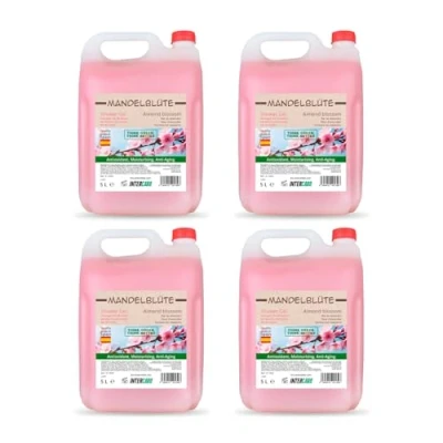 Imagen de Intercabo Pack de 4 Garrafas 5 Litros Gel ducha Almendras 5l para hotel Nutrición e hidratación intensa la piel con formula natural
