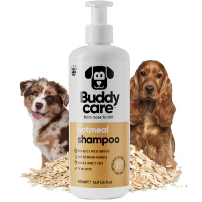 Imagen de Buddycare Champú de Avena para Perros con Piel irritada Aliviante y rehidratante Contiene Aloe Vera B5 (500ml)