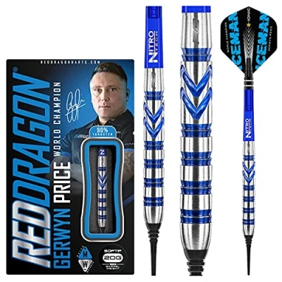 Imagen de RED DRAGON Gerwyn Price 18g Peso Barril, 20g Total Softip Tungsten Darts con Flights y Ejes